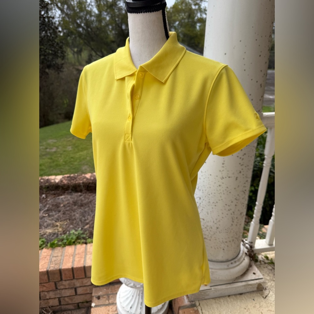 Under Armour HeatGear Yellow Golf Polo Shirt Women Large Athletic Performance